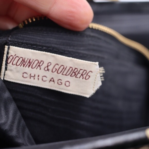 North Judd O’Connor Goldberg Vintage Leopard Print Black Leather Handbag Chic - Picture 16 of 16